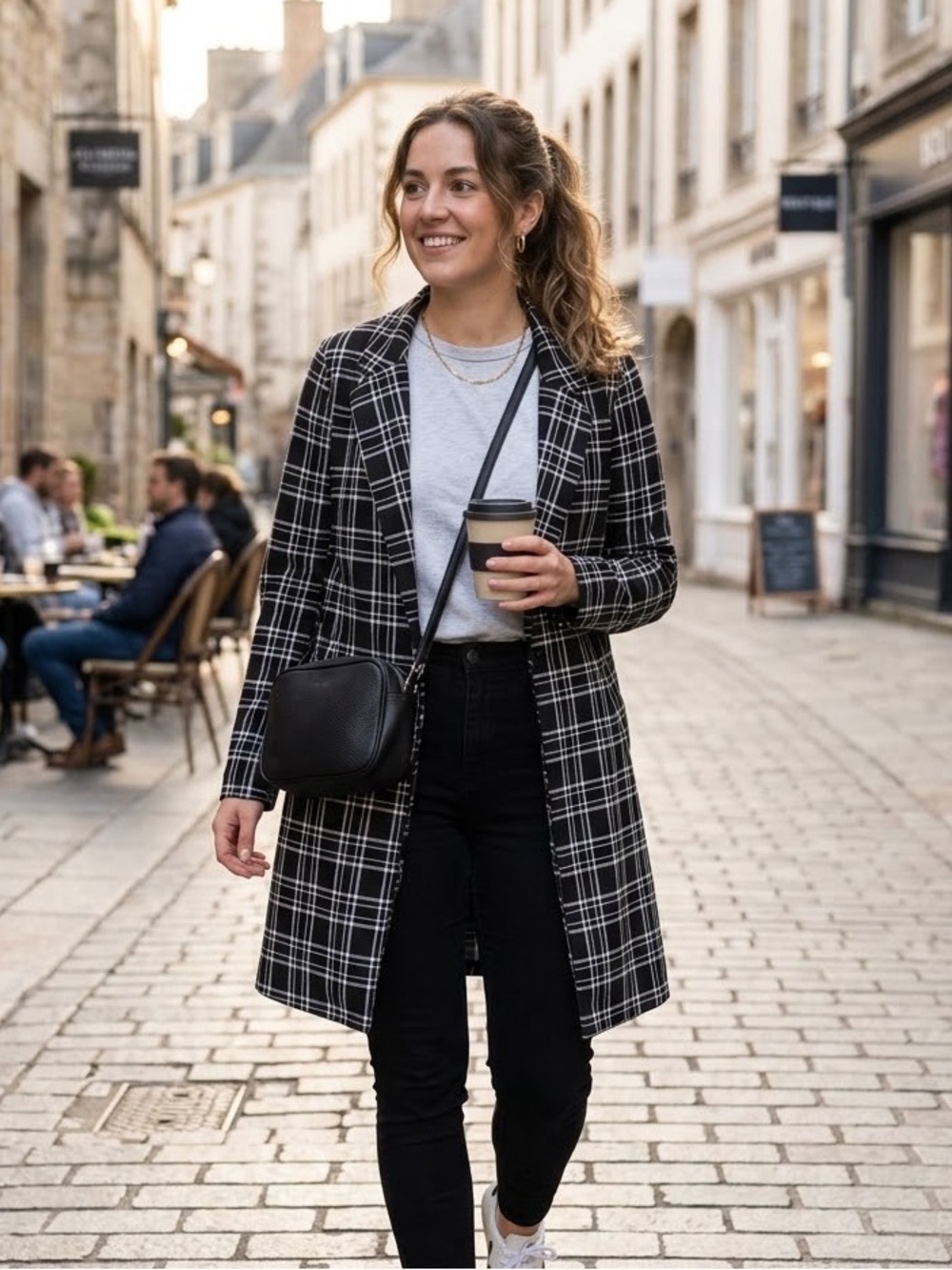 Melloday Long plaid blazer duster size L